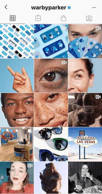 Warby Parker Instagram biznesa profils