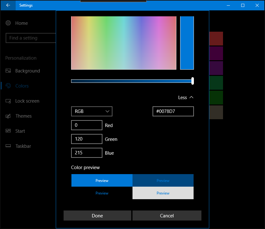 Windows 10 veidotāji atjauno personificētas krāsas