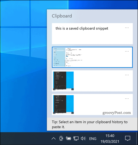 Windows 10 starpliktuves panelis