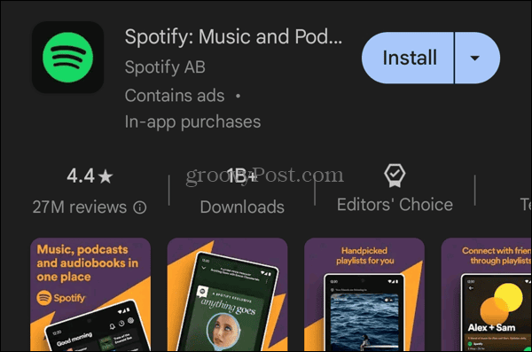 Instalējiet lietotni Spotify no Google Play veikala