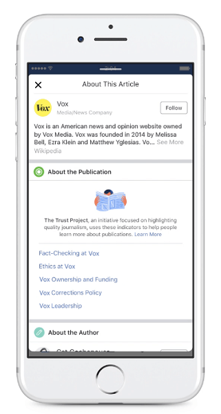 Facebook sāks rādīt jaunus izdevēju uzticamības rādītājus rakstiem, kas kopīgoti ziņu plūsmā.